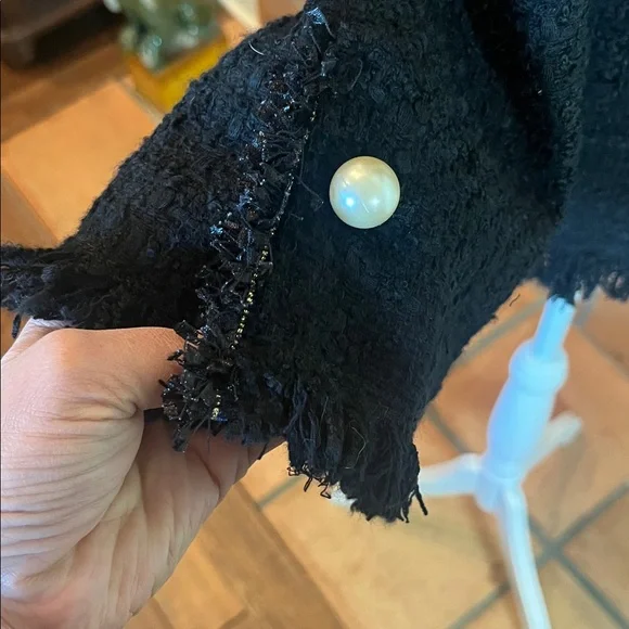 Zara Black Tweed Military Style Open Jacket, size M - Picture 5 of 9